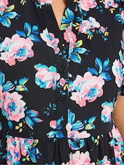 Μαύρο φλοράλ - Φόρεμα με μισή πατιλέτα Yours Curve - Εικόνα 4 από 5