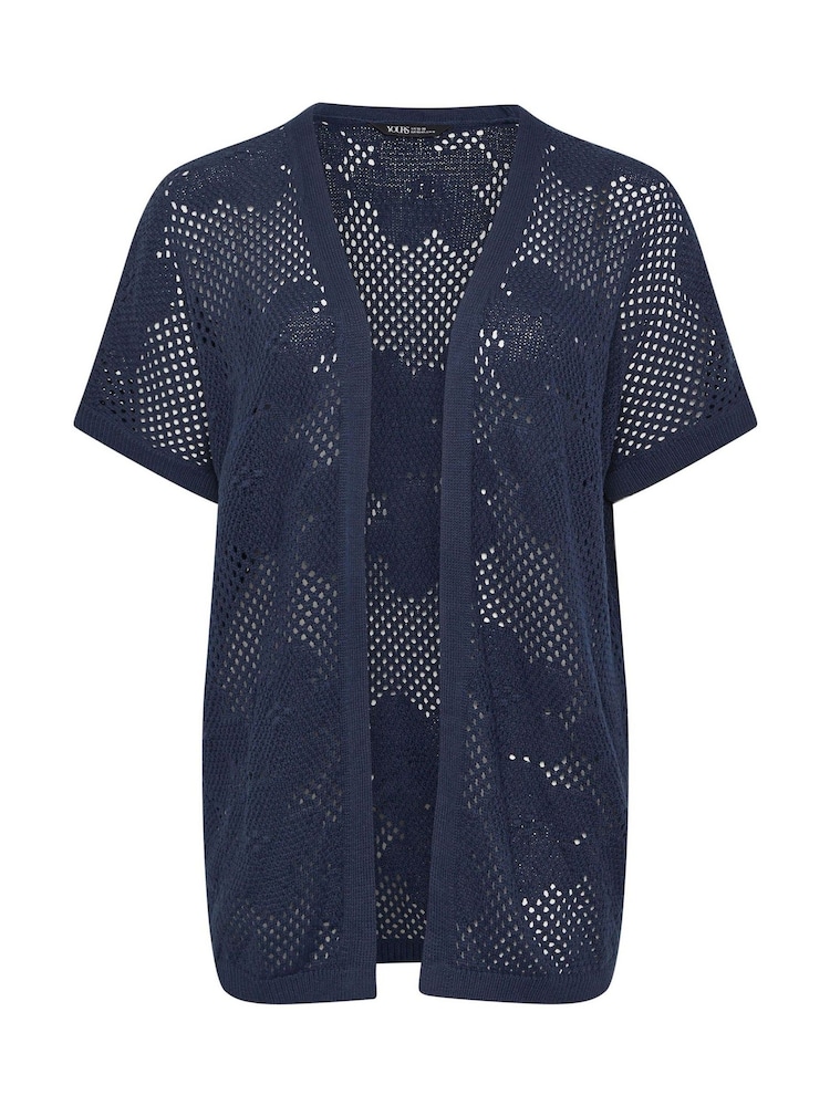 Yours Curve Blue Floral Pointelle Kimono - Image 5 of 5