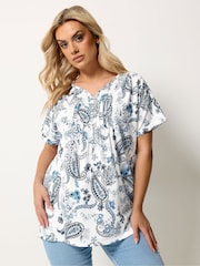 Yours Curve חולצת טי עם שרוולים קצרים וקפלים תפורים - תמונה 1 מתוך 5