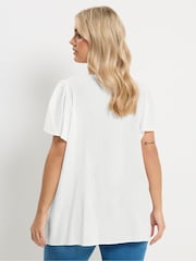 Yours Curve White Linen Blend Button Through Shirt - Image 2 of 5