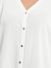 Yours Curve White Linen Blend Button Through Shirt - Image 4 of 5