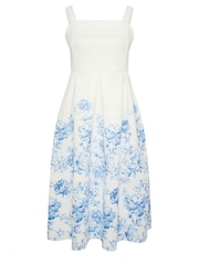 Yours Curve White London Floral Fold Over Skater Dress - Image 5 of 5