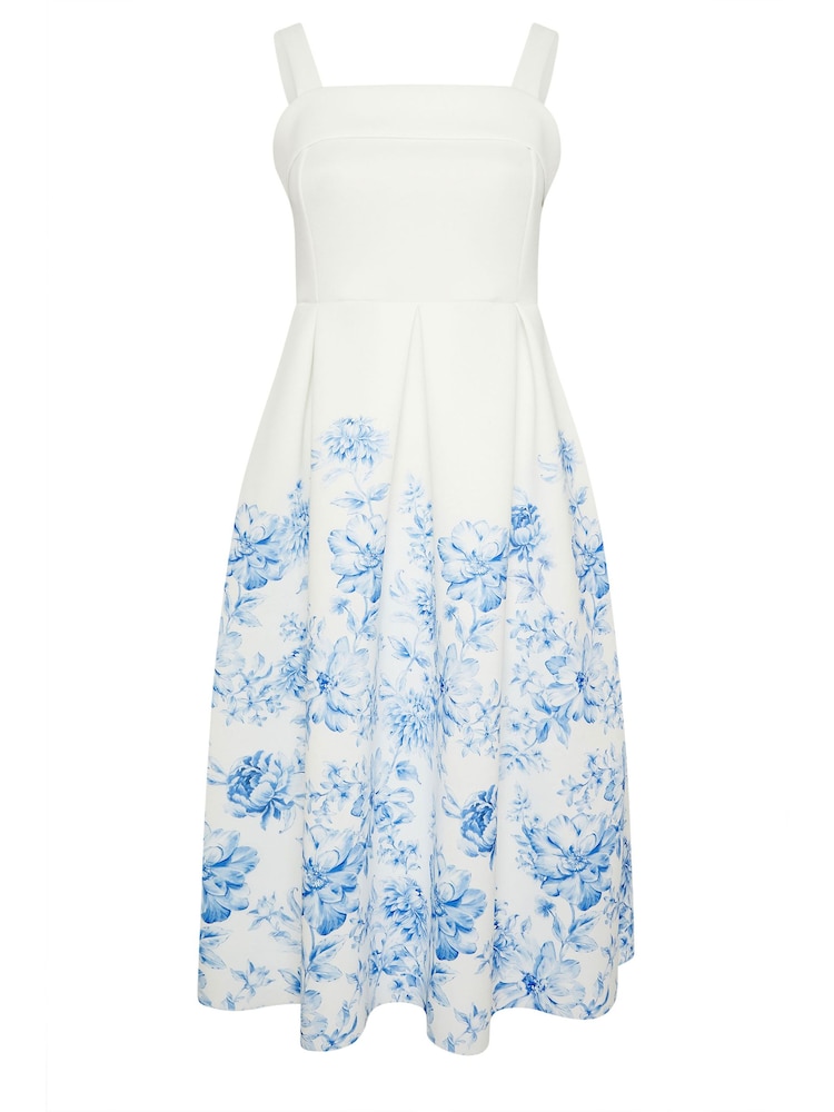 Yours Curve White London Floral Fold Over Skater Dress - Image 5 of 5