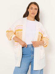 Yours Curve Pink Edge To Edge Colourblock Stripe Jumper - Image 1 of 5