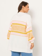 Yours Curve Pink Edge To Edge Colourblock Stripe Jumper - Image 2 of 5