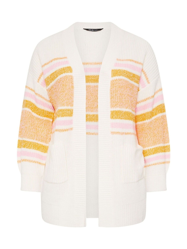 Yours Curve Pink Edge To Edge Colourblock Stripe Jumper - Image 5 of 5