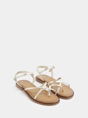 Long Tall Sally Gold Skinny Strap Toe Loop Sandals - Image 4 of 4