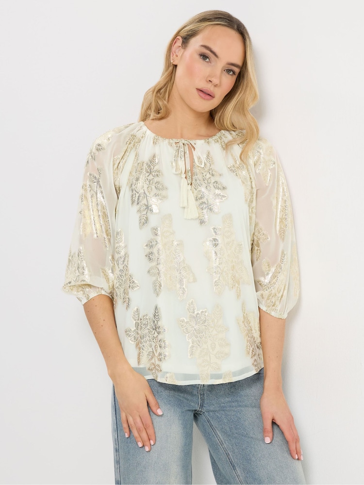 Long Tall Sally White Metallic Boho Blouse - Image 1 of 5