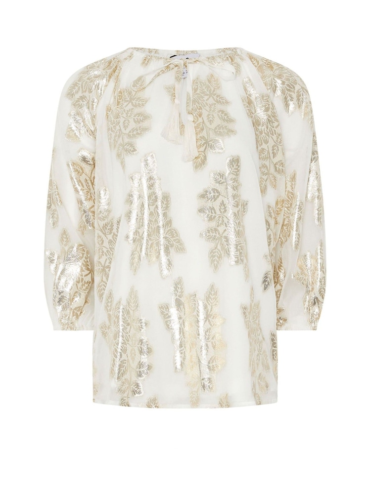 Long Tall Sally White Metallic Boho Blouse - Image 5 of 5