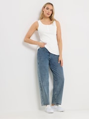 Long Tall Sally White Ribbed Placket Vest - Image 2 of 5