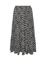 Yours Curve Black Spot Tiered Detail Skirt - Image 5 of 5