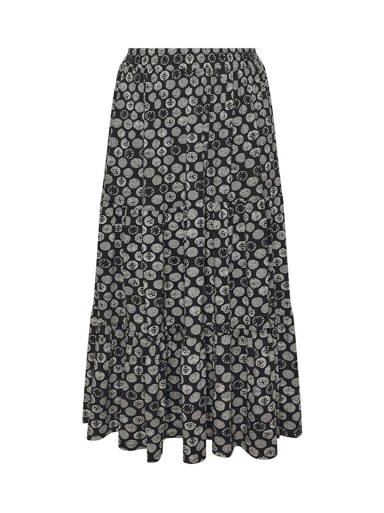 Yours Curve Black Spot Tiered Detail Skirt - Image 5 of 5 Yours Curve Black Spot Tiered Detail Skirt - Image 5 of 5