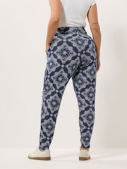 Yours Curve Blue Bandana Print Harem Trousers - Image 3 of 5