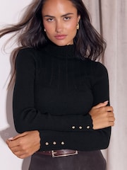 Czarny - Lipsy Cable Roll Neck Jumper - Obraz 2 z 5