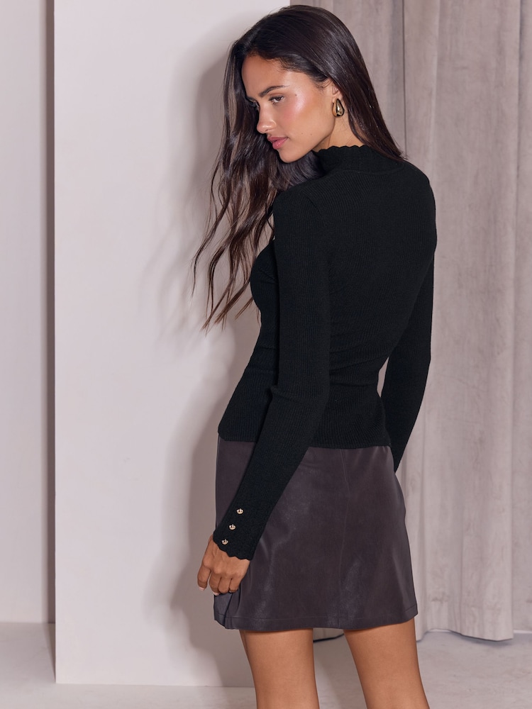 Czarny - Lipsy Cable Roll Neck Jumper - Obraz 5 z 5 Czarny - Lipsy Cable Roll Neck Jumper - Obraz 5 z 5