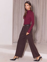 Bordowy - Lipsy Cable Roll Neck Jumper - Obraz 2 z 5