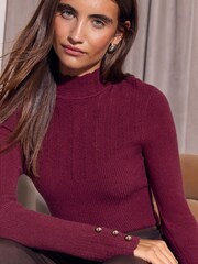Bordowy - Lipsy Cable Roll Neck Jumper - Obraz 4 z 5
