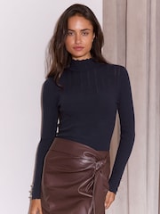 Granatowy - Lipsy Cable Roll Neck Jumper - Obraz 3 z 5
