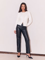 Crema - Lipsy Pointelle Knitted Cardigan - Imagen 3 de 5