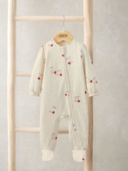 Mamas & Papas Cream Cherry Print Sleepsuit - Image 1 of 3