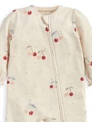 Mamas & Papas Cream Cherry Print Sleepsuit - Image 3 of 3