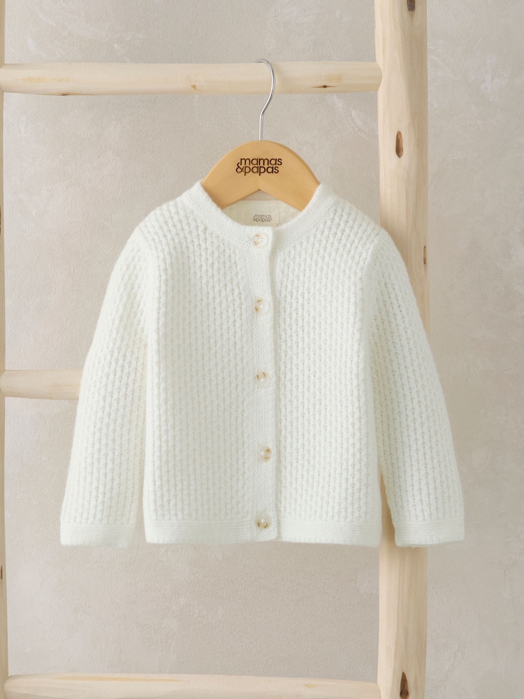 Mamas & Papas White Knitted Cardigan - Image 1 of 2