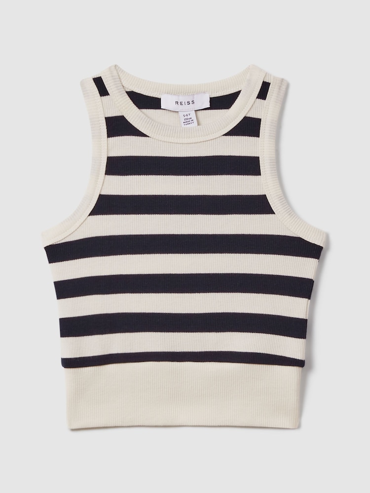 Reiss Navy Kioni 9-13 yrs Striped Crew Neck Vest - Image 2 of 4