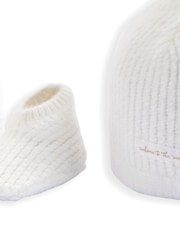 Mamas & Papas White Welcome to the World Knitted Hat & Booties Set - Image 3 of 3