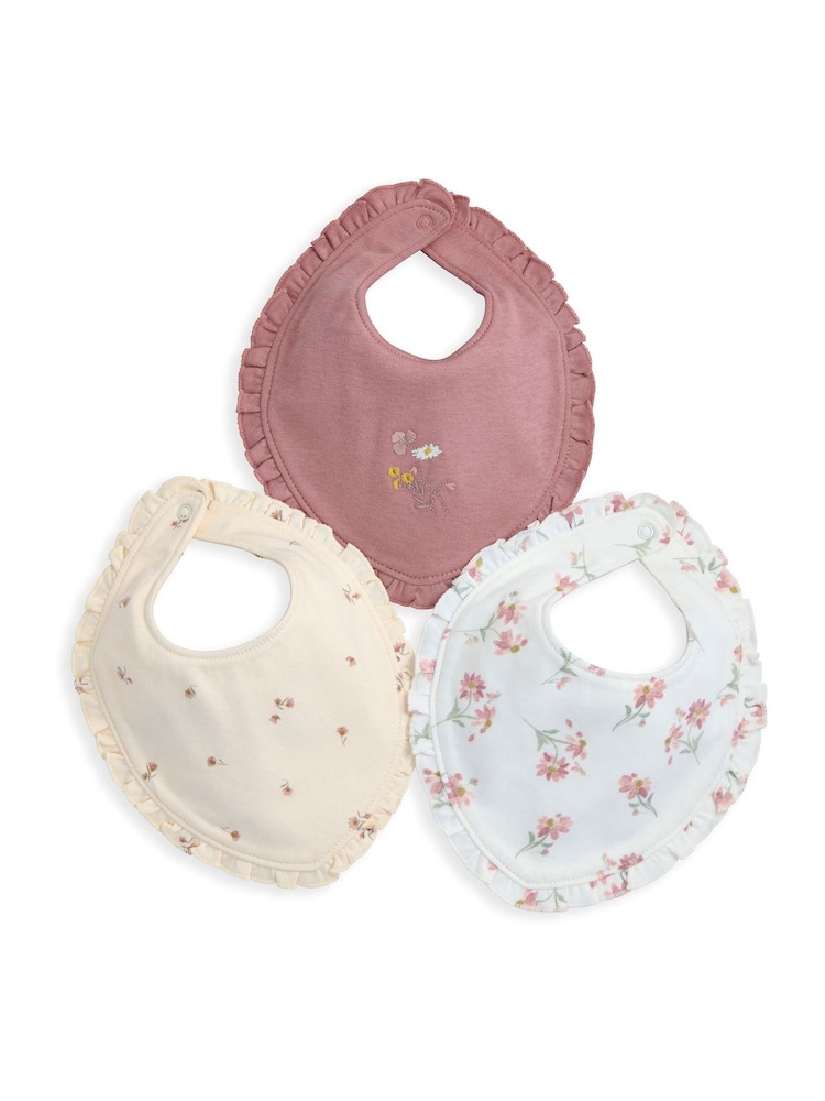 Mamas & Papas kukkakuvioiset röyhelöiset ruokalaput, pakkaus 3 - Kuva 1 / 2