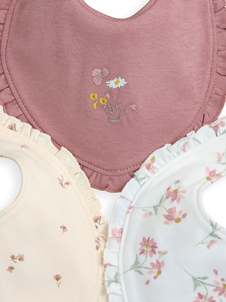 Mamas & Papas kukkakuvioiset röyhelöiset ruokalaput, pakkaus 3 - Kuva 2 / 2