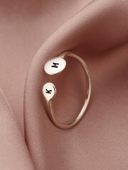 Posh Totty Designs Silver Mummy and Baby Initial Disc Open Ring - Image 1 of 3