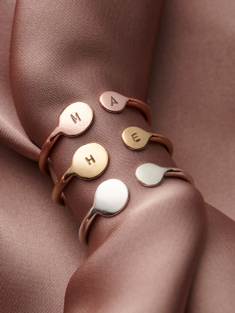 Posh Totty Designs Gold Tone Mummy And Baby Initial Disc Open Ring - Image 2 of 3