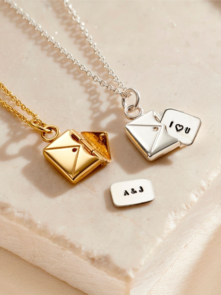 Posh Totty Designs Mini Personalised Message Envelope Necklace - Image 1 of 4