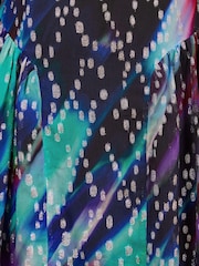 Love & Roses Blue Blurred Metallic Drop Waist Midi Dress - Image 5 of 5