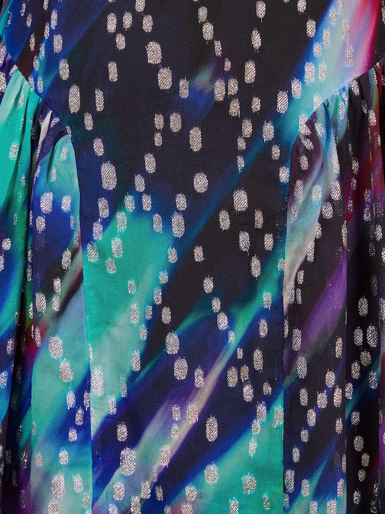 Love & Roses Blue Blurred Metallic Drop Waist Midi Dress - Image 5 of 5