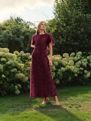 Love & Roses Aubergine Purple 3D Bow Back Maxi Dress - Image 1 of 4