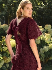 Love & Roses Aubergine Purple 3D Bow Back Maxi Dress - Image 3 of 4