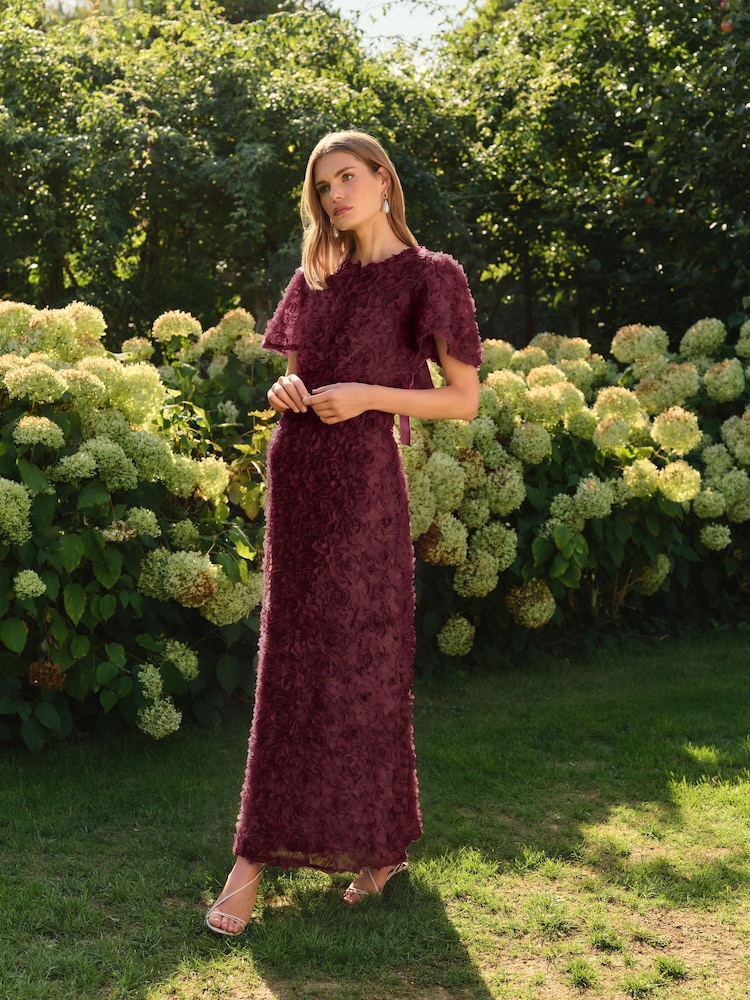 Love & Roses Aubergine Purple 3D Bow Back Maxi Dress - Image 4 of 4 Love & Roses Aubergine Purple 3D Bow Back Maxi Dress - Image 4 of 4