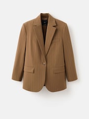Mango Brown Stripe Stitch Blazer - Image 1 of 2