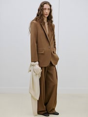 Mango Brown Stripe Stitch Blazer - Image 3 of 5
