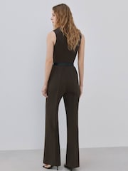 Mango Brown Belted Jumpsuit - Image 1 of 7