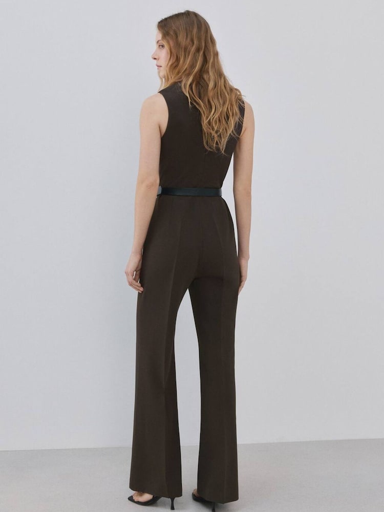Mango Brown Belted Jumpsuit - Image 1 of 7