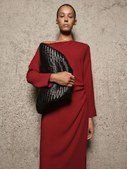 Mango Red Fine Knit Side Slit Maxi Dress - Image 3 of 7