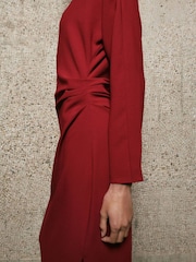 Mango Red Fine Knit Side Slit Maxi Dress - Image 5 of 7