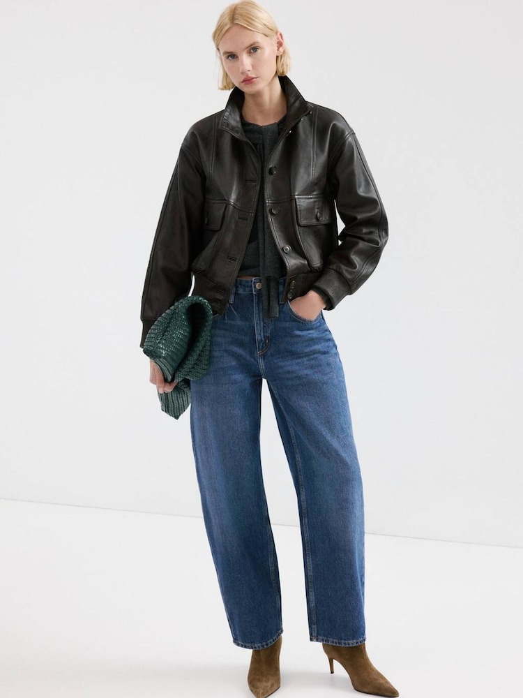Mango Blue Barrel Leg Jeans - Image 1 of 7