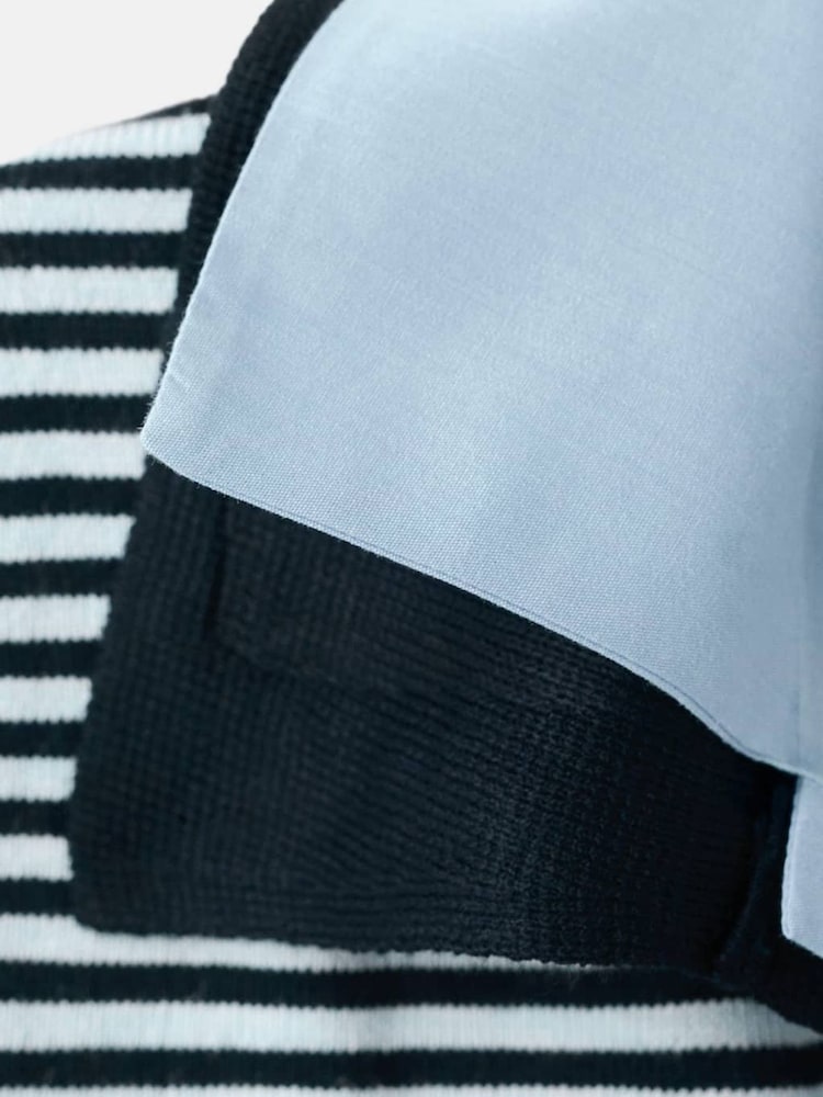 Mango Blue Stripe Short Sleeve Polo Jumper - Image 6 of 6