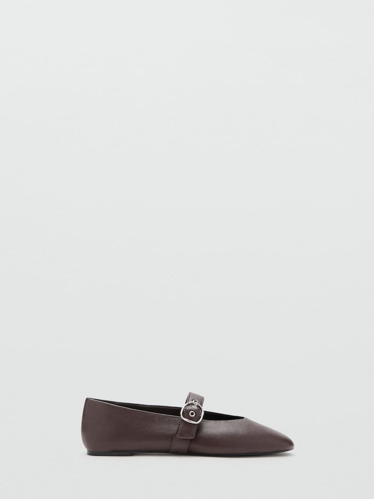 Mango Brown Buckle Ballet Pumps - Image 2 of 3