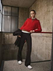 Mango Red Zip Through Long Sleeve Chunky Knit Jumper - Image 2 of 6