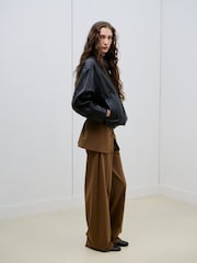 Mango Brown Stripe Stitch Suit Trousers - Image 3 of 5
