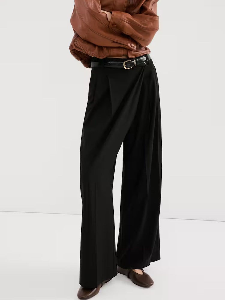 Mango Black Straight Leg Trousers - Image 1 of 7 Mango Black Straight Leg Trousers - Image 1 of 7